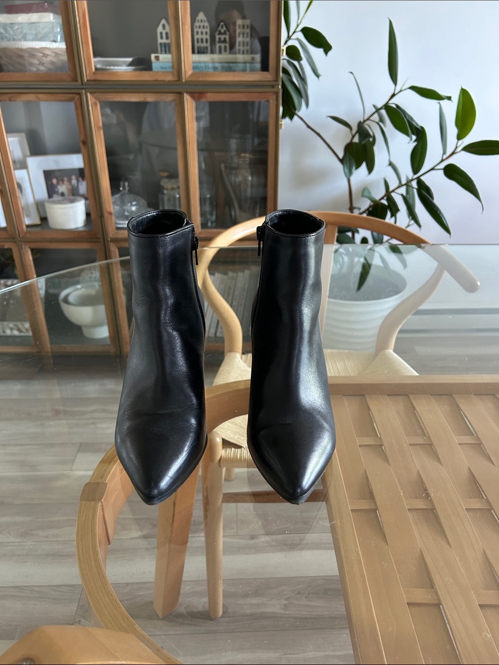 Aldo Genuine Leather Black Pointed Toe Ankle Boots - Women